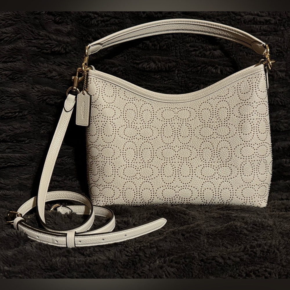 Coach Laurel with Signature Rivets in Chalk/Gold - Picture 2 of 11
